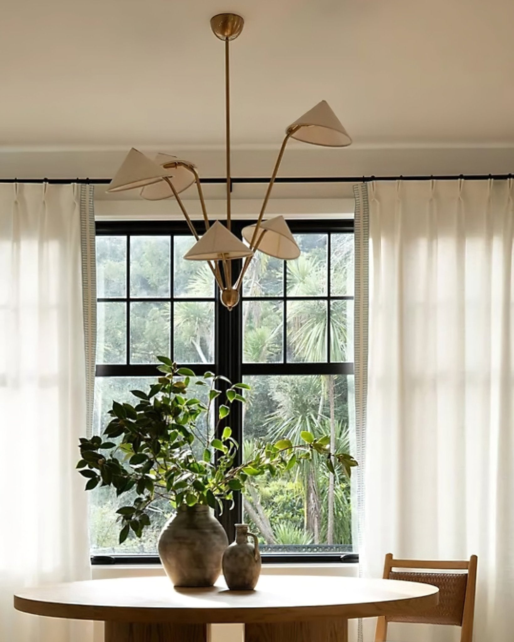 Lustra Chandelier Brass Curved Beige