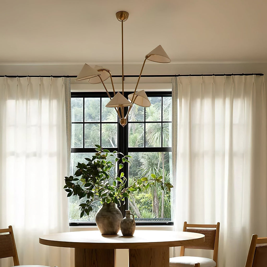 Lustra Chandelier Brass Curved Beige