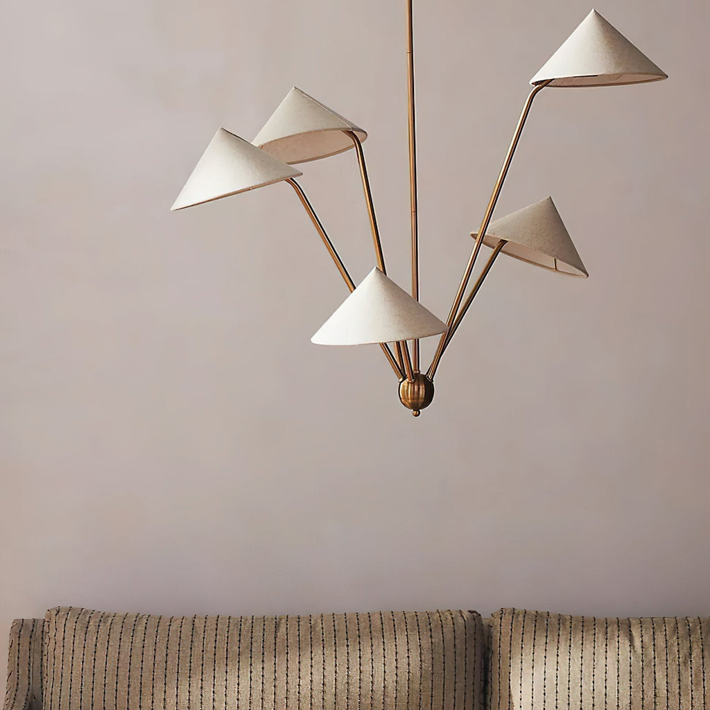 Lustra Chandelier Brass Curved Beige