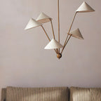 Lustra Chandelier Brass Curved Beige