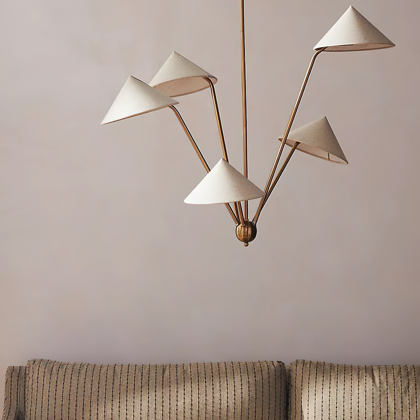 Lustra Chandelier Brass Curved Beige