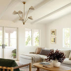 Lustra Chandelier Brass Curved Beige