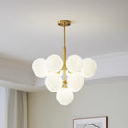 Chandelier Glass Globe Cluster Brass Frame Modern Minimalist Home