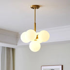 Chandelier Glass Globe Cluster Brass Frame Modern Minimalist Home