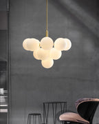 Chandelier Glass Globe Cluster Brass Frame Modern Minimalist Home