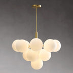 Chandelier Glass Globe Cluster Brass Frame Modern Minimalist Home
