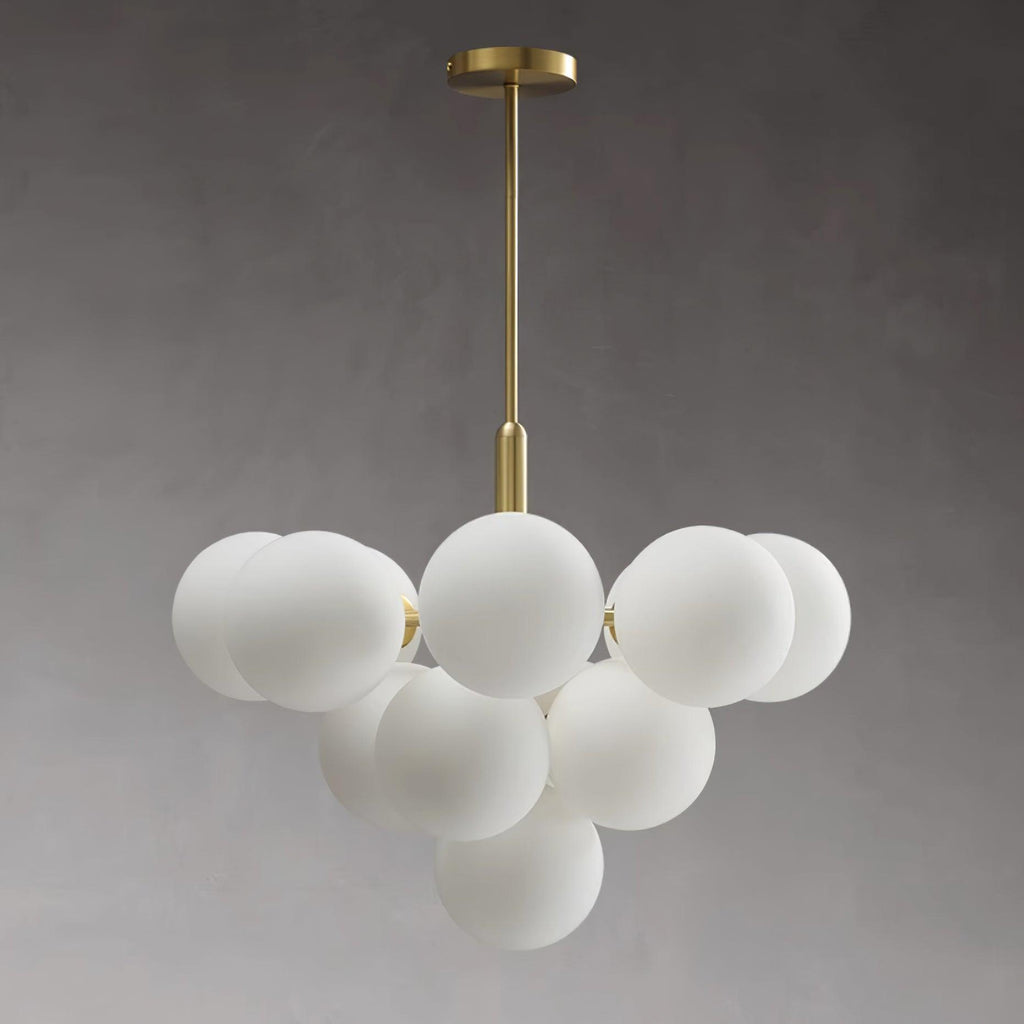 Chandelier Glass Globe Cluster Brass Frame Modern Minimalist Home