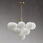 Chandelier Glass Globe Cluster Brass Frame Modern Minimalist Home