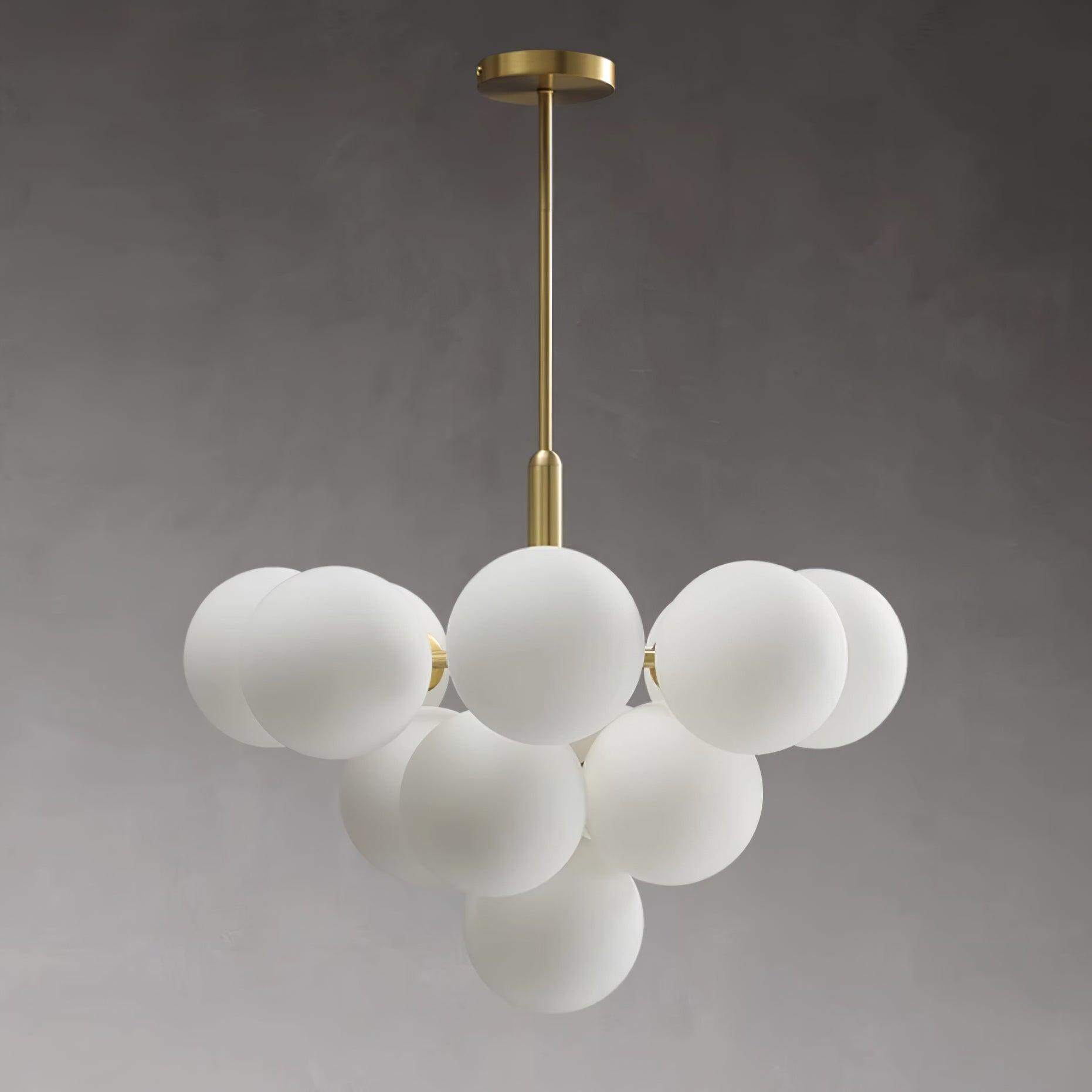 Chandelier Glass Globe Cluster Brass Frame Modern Minimalist Home