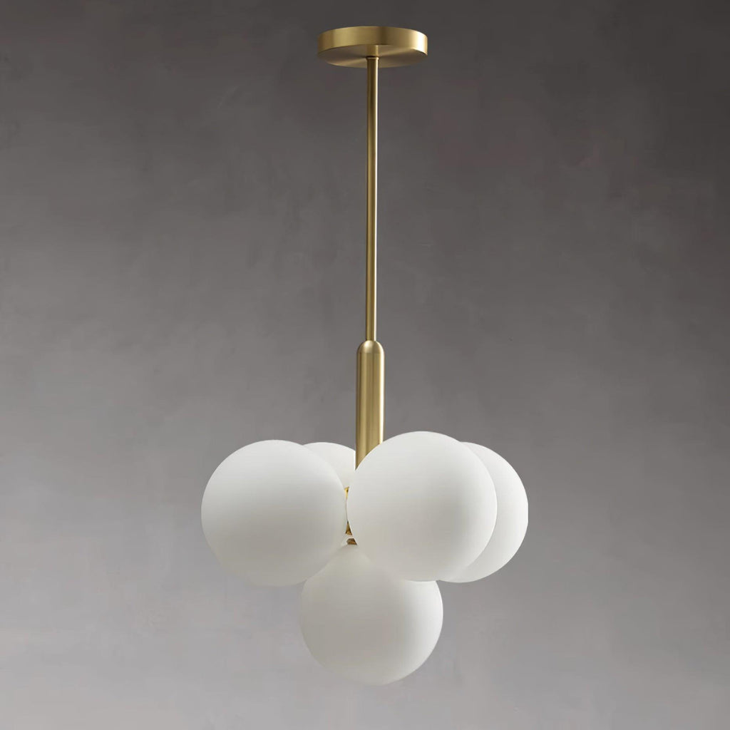 Chandelier Glass Globe Cluster Brass Frame Modern Minimalist Home