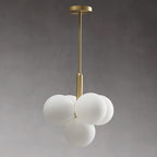 Chandelier Glass Globe Cluster Brass Frame Modern Minimalist Home