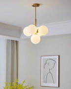 Chandelier Glass Globe Cluster Brass Frame Modern Minimalist Home