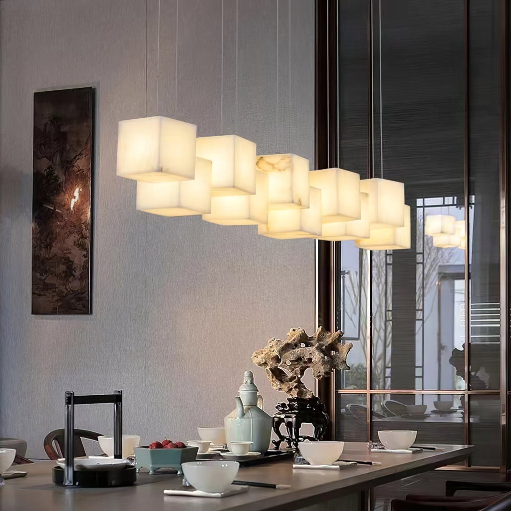 Alabaster Chandelier Box Cubic Elegance