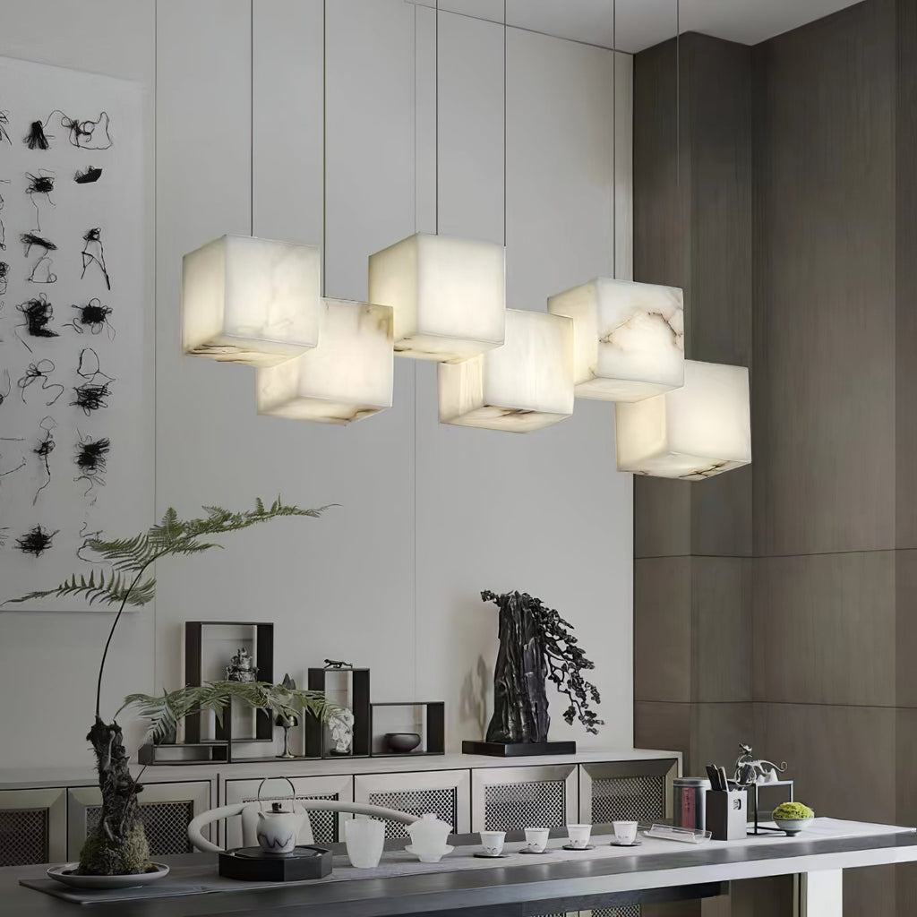 Alabaster Chandelier Box Cubic Elegance