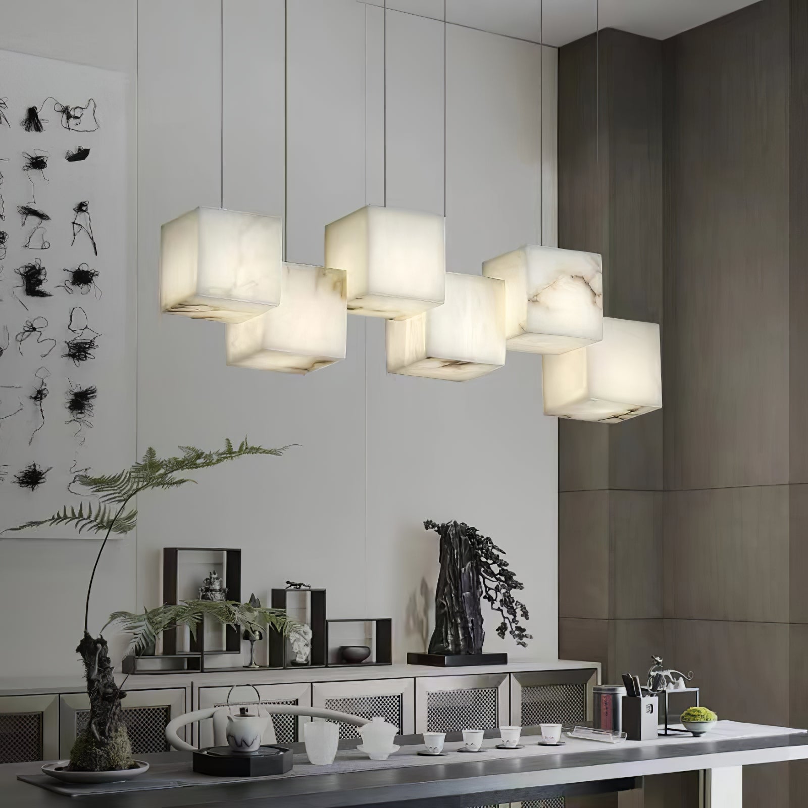 Alabaster Chandelier Box Cubic Elegance