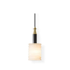 Alabaster Pendant Lamp Ribbed Cylinder