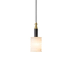 Alabaster Pendant Lamp Ribbed Cylinder