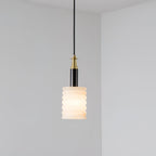 Alabaster Pendant Lamp Ribbed Cylinder