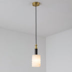 Alabaster Pendant Lamp Ribbed Cylinder