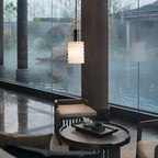 Alabaster Pendant Lamp Ribbed Cylinder