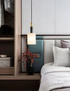 Alabaster Pendant Lamp Ribbed Cylinder