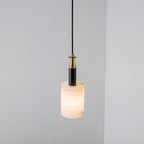 Alabaster Pendant Lamp Ribbed Cylinder