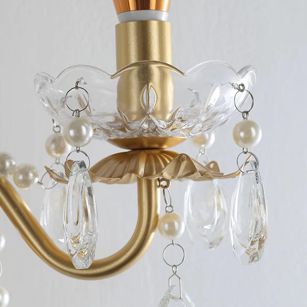 Wall Lamp Metal Crystal Pearls Ornate Elegant Chic Home Elegant