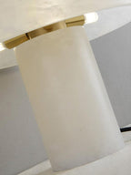 Table Lamp Alabaster Mushroom Shade Brass Base Sculptural Warm