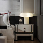 Table Lamp Alabaster Mushroom Shade Brass Base Sculptural Warm