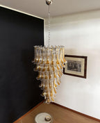 Aurora Chandelier Gold Murano Glass Petals Layered Cascading