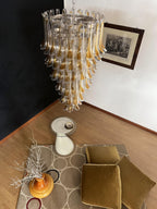 Aurora Chandelier Gold Murano Glass Petals Layered Cascading