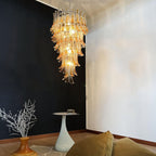 Aurora Chandelier Gold Murano Glass Petals Layered Cascading