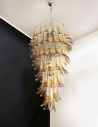 Aurora Chandelier Gold Murano Glass Petals Layered Cascading
