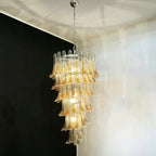 Aurora Chandelier Gold Murano Glass Petals Layered Cascading