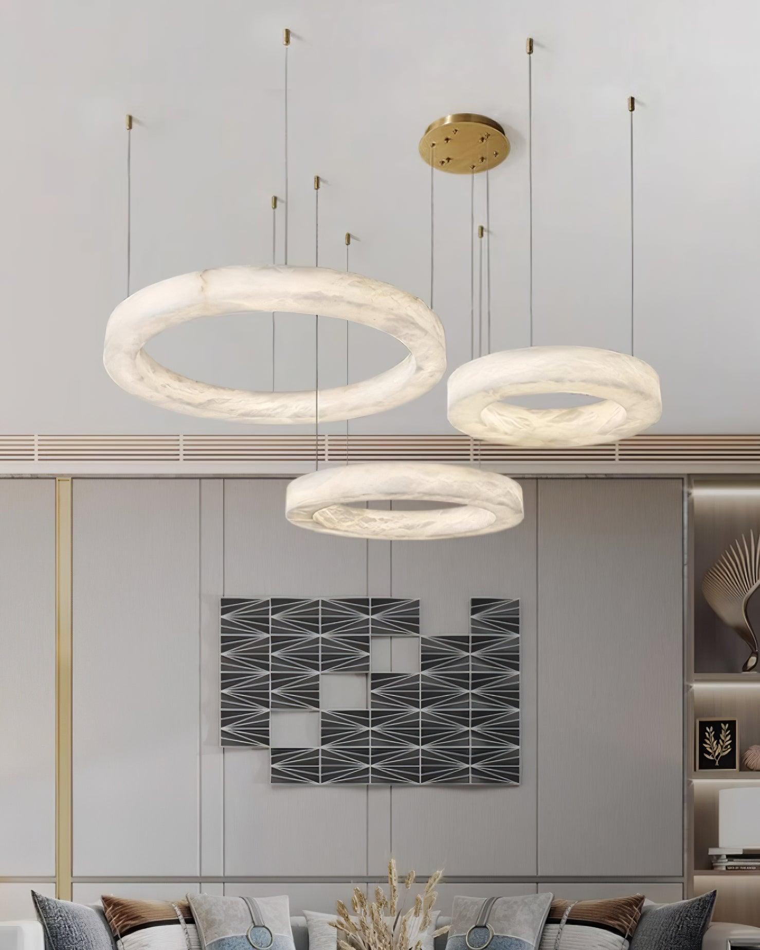 Olloros Alabaster Multi-Ring Pendant Light