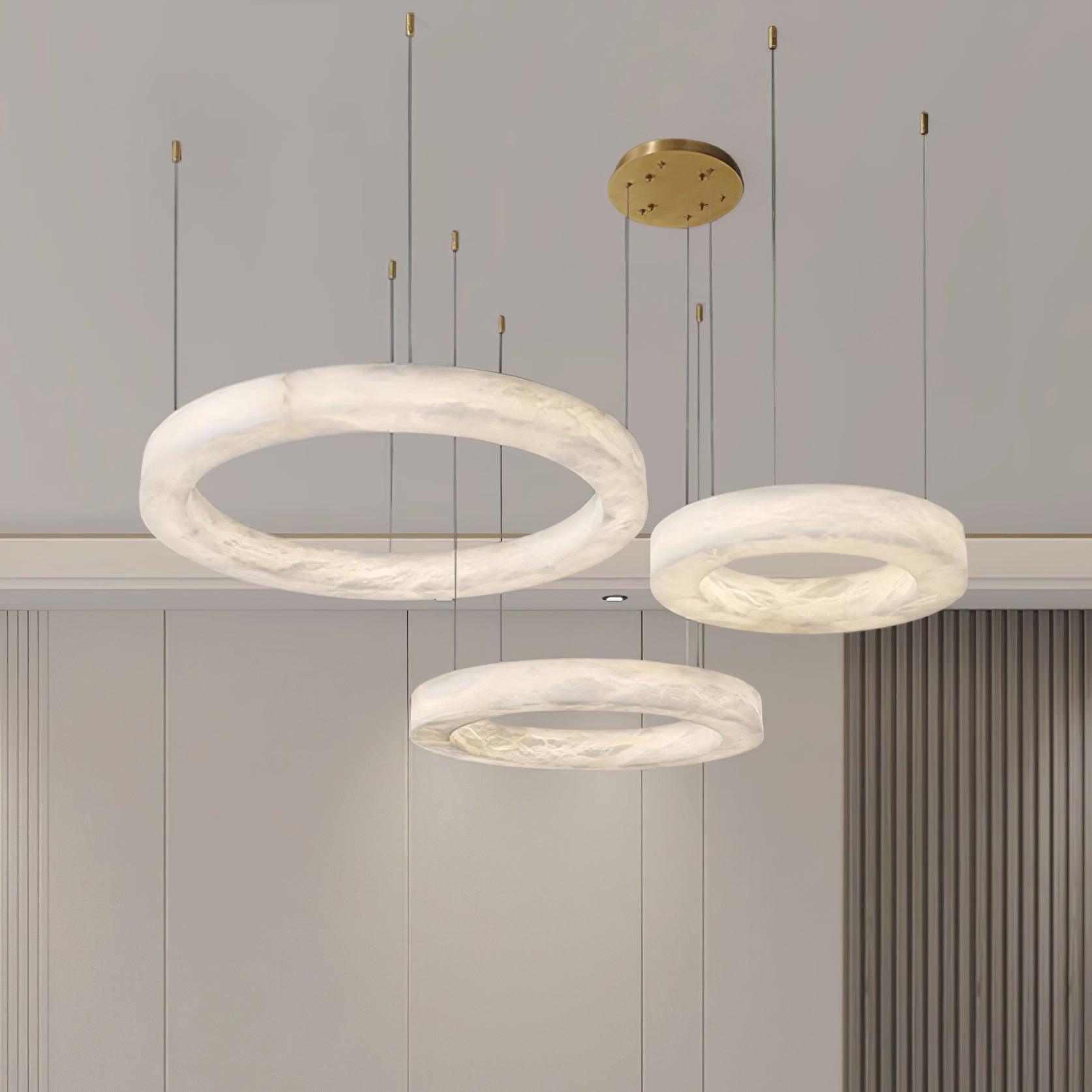 Olloros Alabaster Multi-Ring Pendant Light