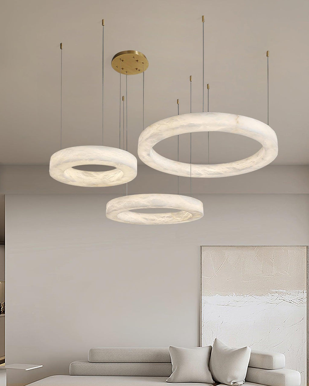 Olloros Alabaster Multi-Ring Pendant Light