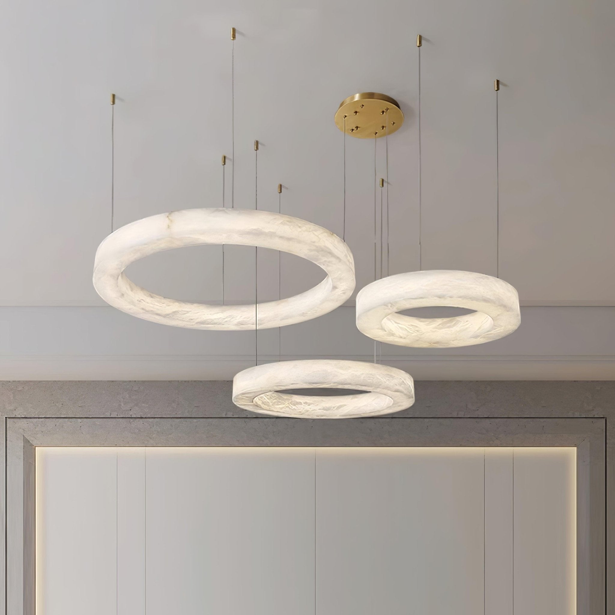 Olloros Alabaster Multi-Ring Pendant Light