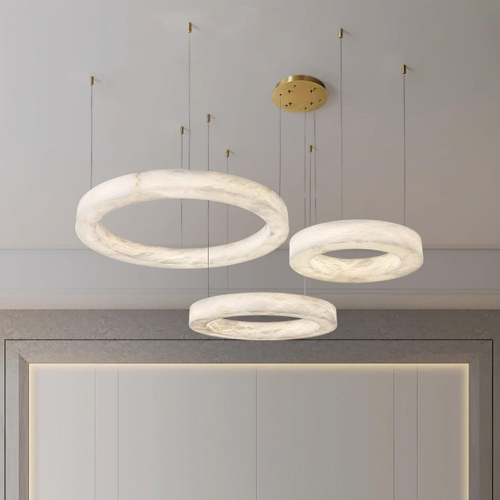 Olloros Alabaster Multi-Ring Pendant Light