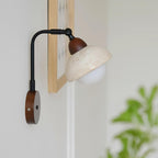 Solaro  Wall Light Travertine White Opalescent Globe