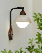 Solaro  Wall Light Travertine White Opalescent Globe