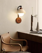 Solaro  Wall Light Travertine White Opalescent Globe