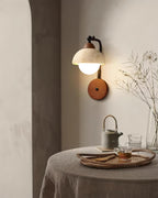 Solaro  Wall Light Travertine White Opalescent Globe