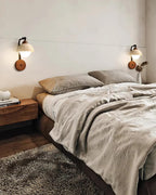 Solaro  Wall Light Travertine White Opalescent Globe