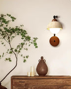 Solaro  Wall Light Travertine White Opalescent Globe