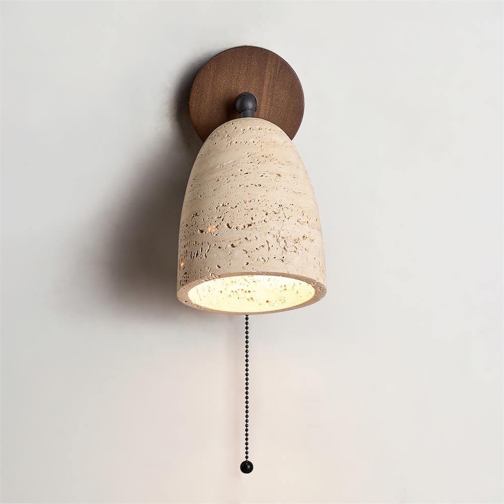 Solaro Wall Lamp Travertine  with pull chain