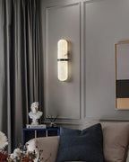 Wall Lamp Alabaster Capsule Brass Band