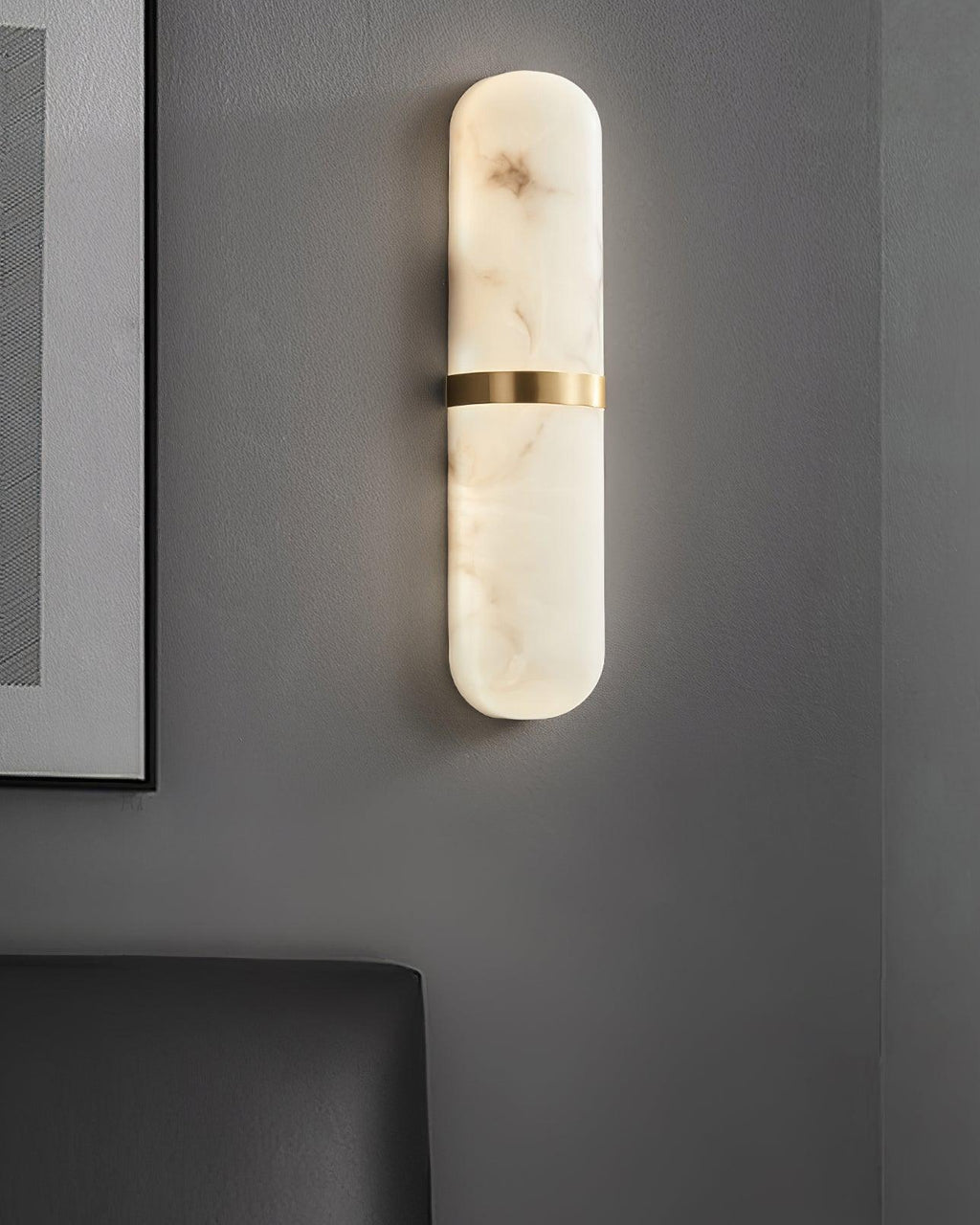 Wall Lamp Alabaster Capsule Brass Band