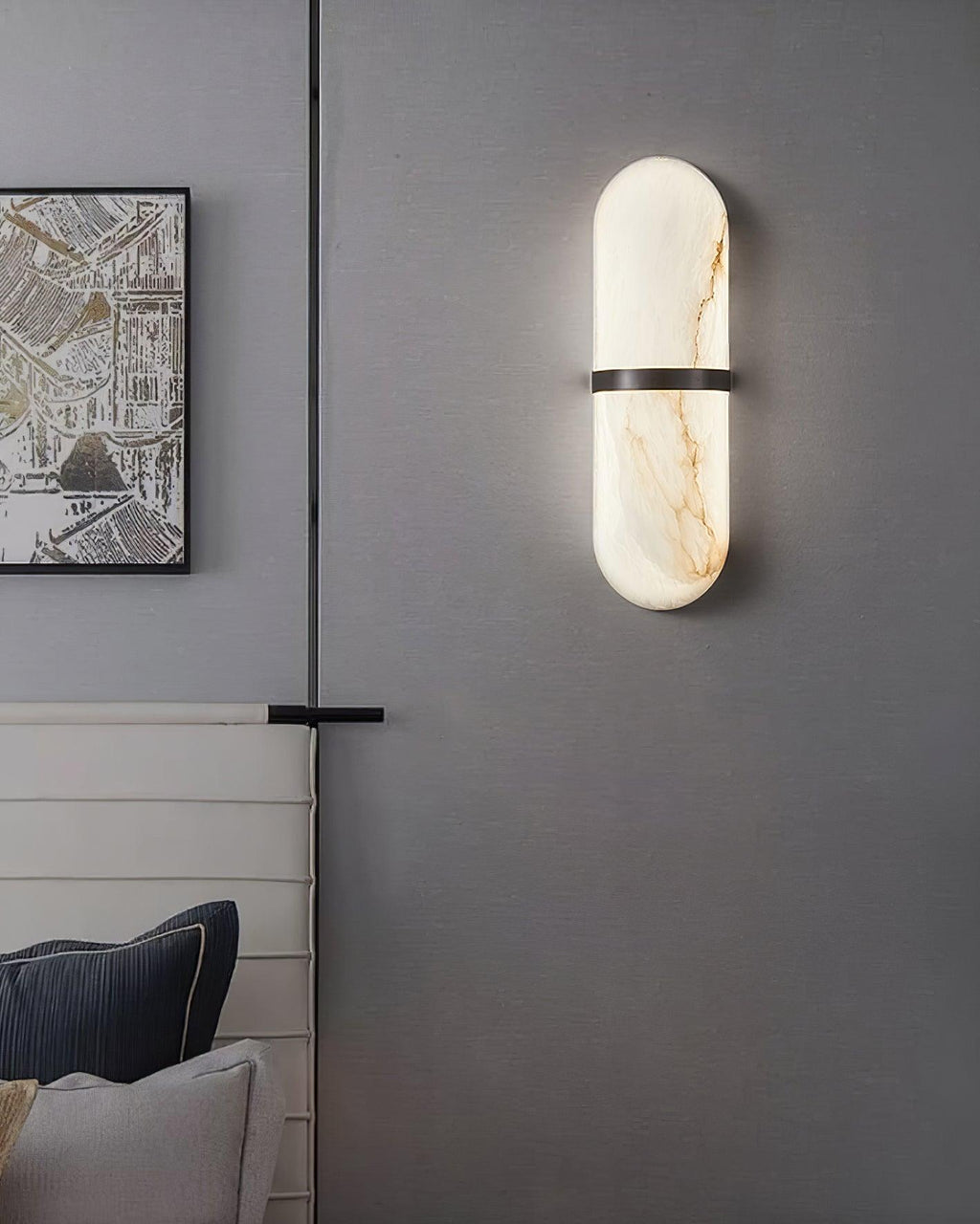 Wall Lamp Alabaster Capsule Brass Band