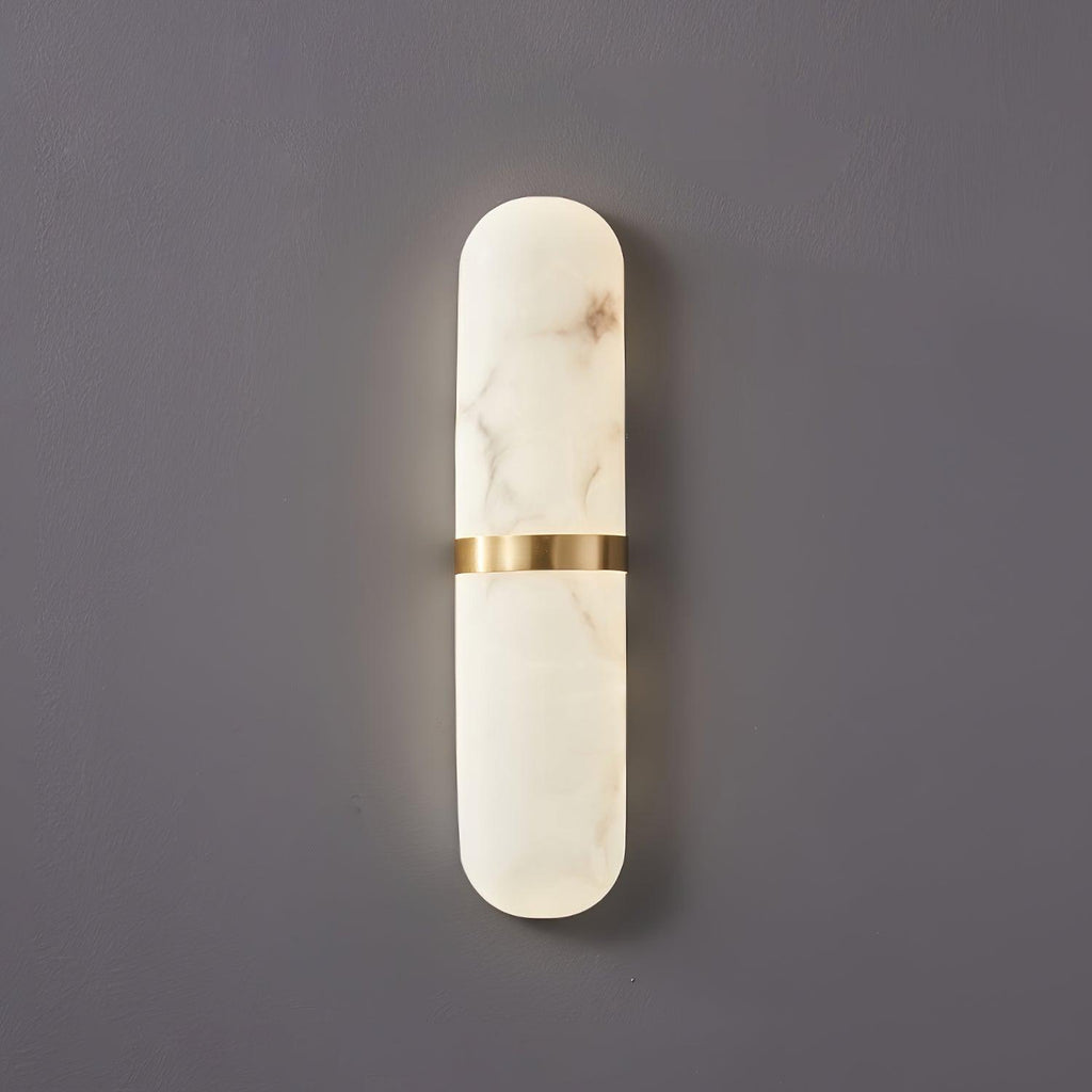 Wall Lamp Alabaster Capsule Brass Band